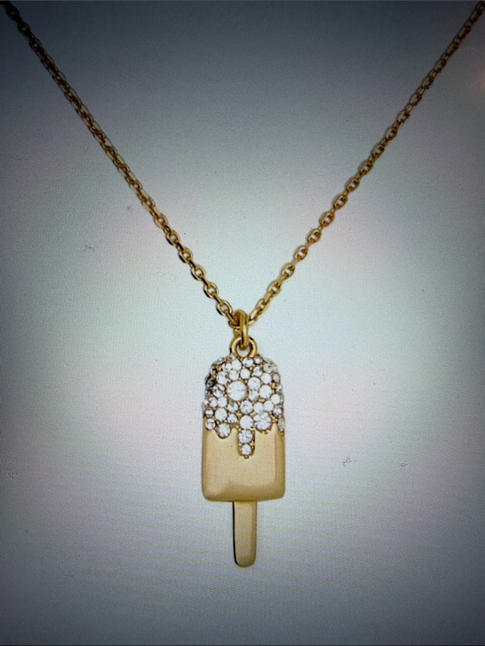 Gold Ice Pop Pendant Necklace with Crystal Drip